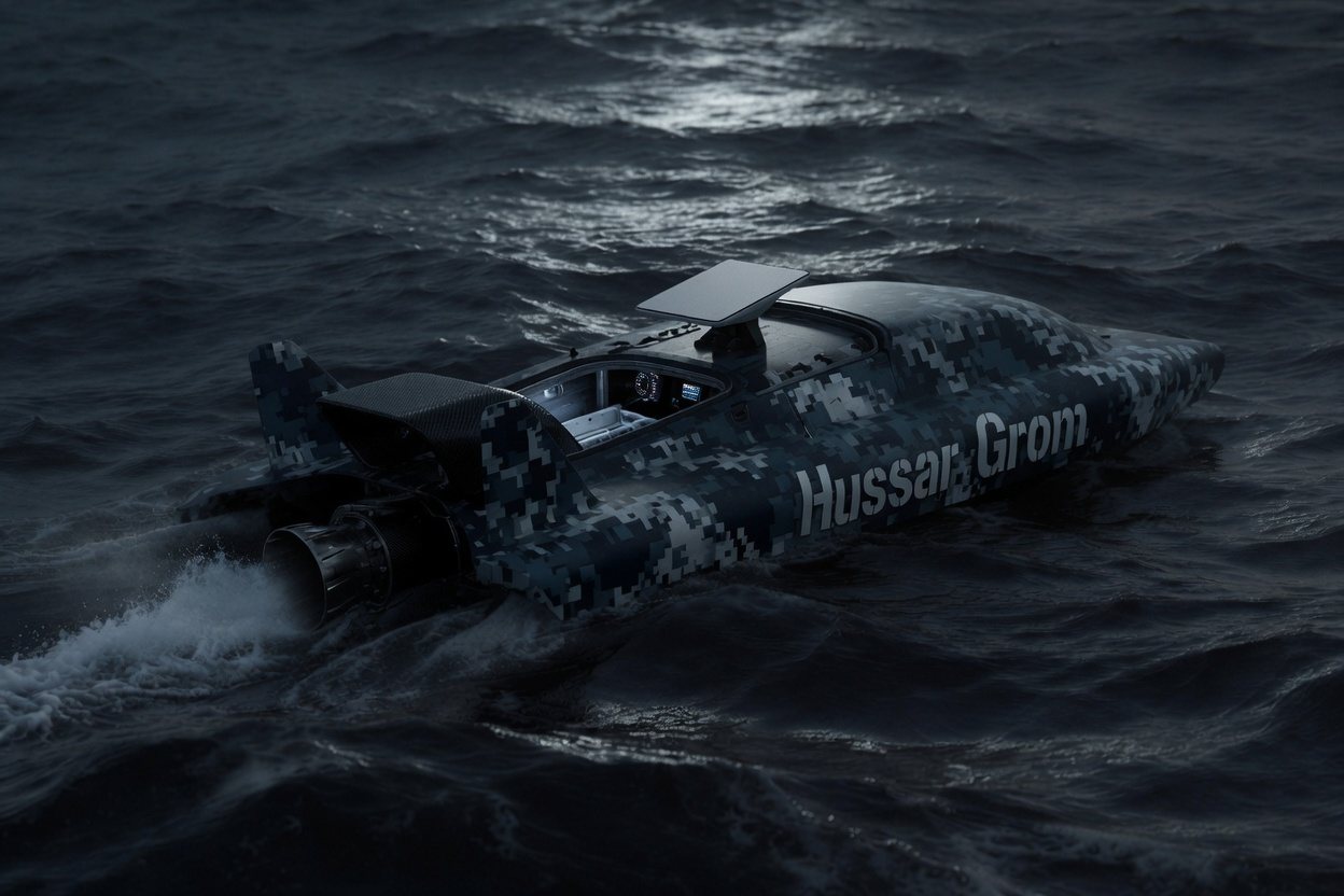 GROM on low-signature patrol at night under moonlight